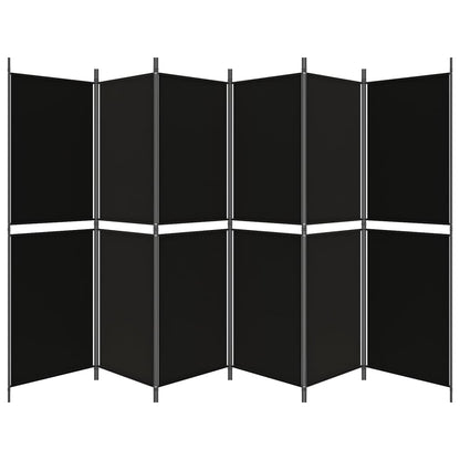 Divisorio a 6 Pannelli Nero 300 x 180 cm in Tessuto