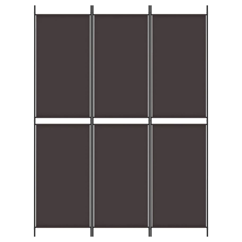 Divisorio a 3 Pannelli Marrone 150x200 cm in Tessuto