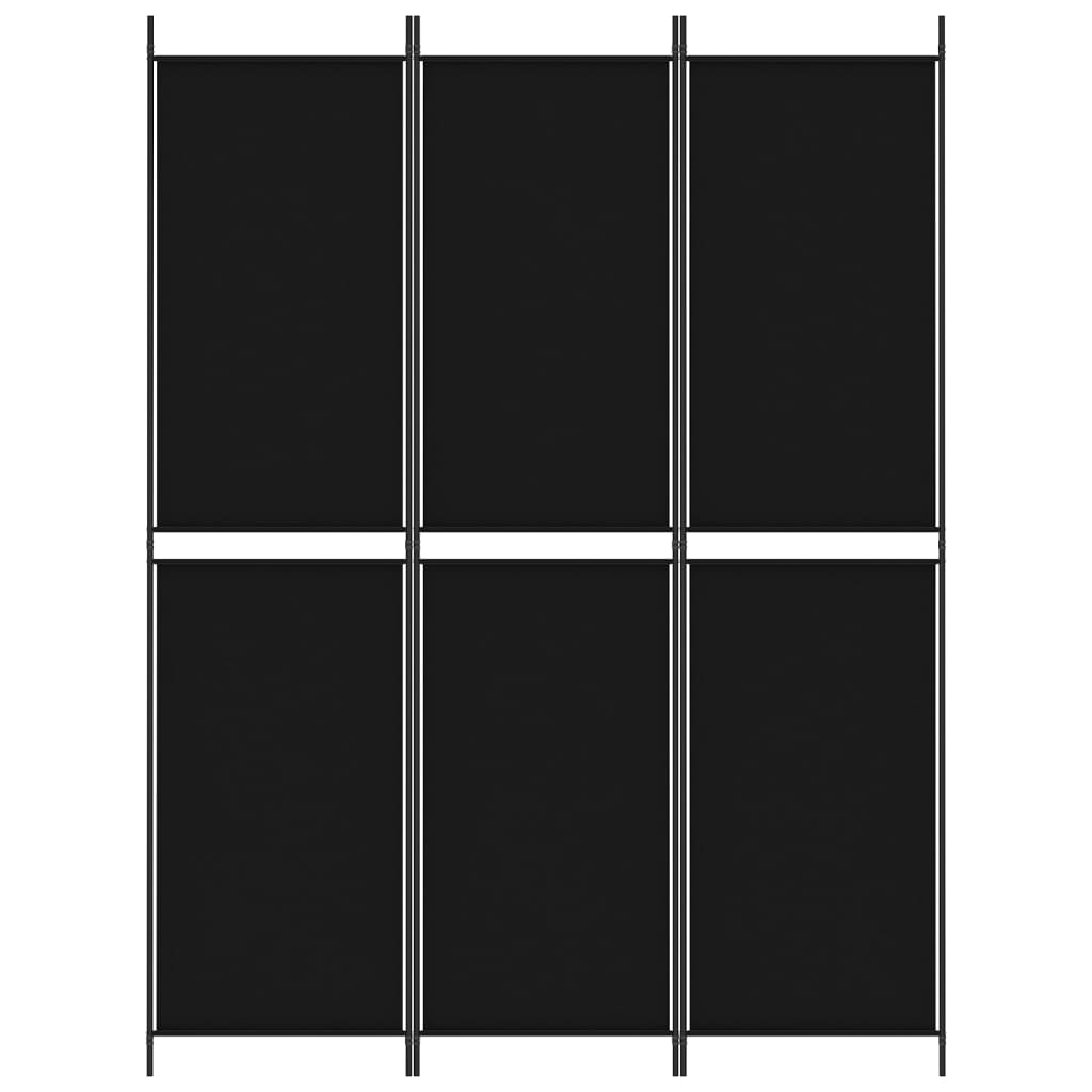 Divisorio a 3 Pannelli Nero 150x200 cm in Tessuto
