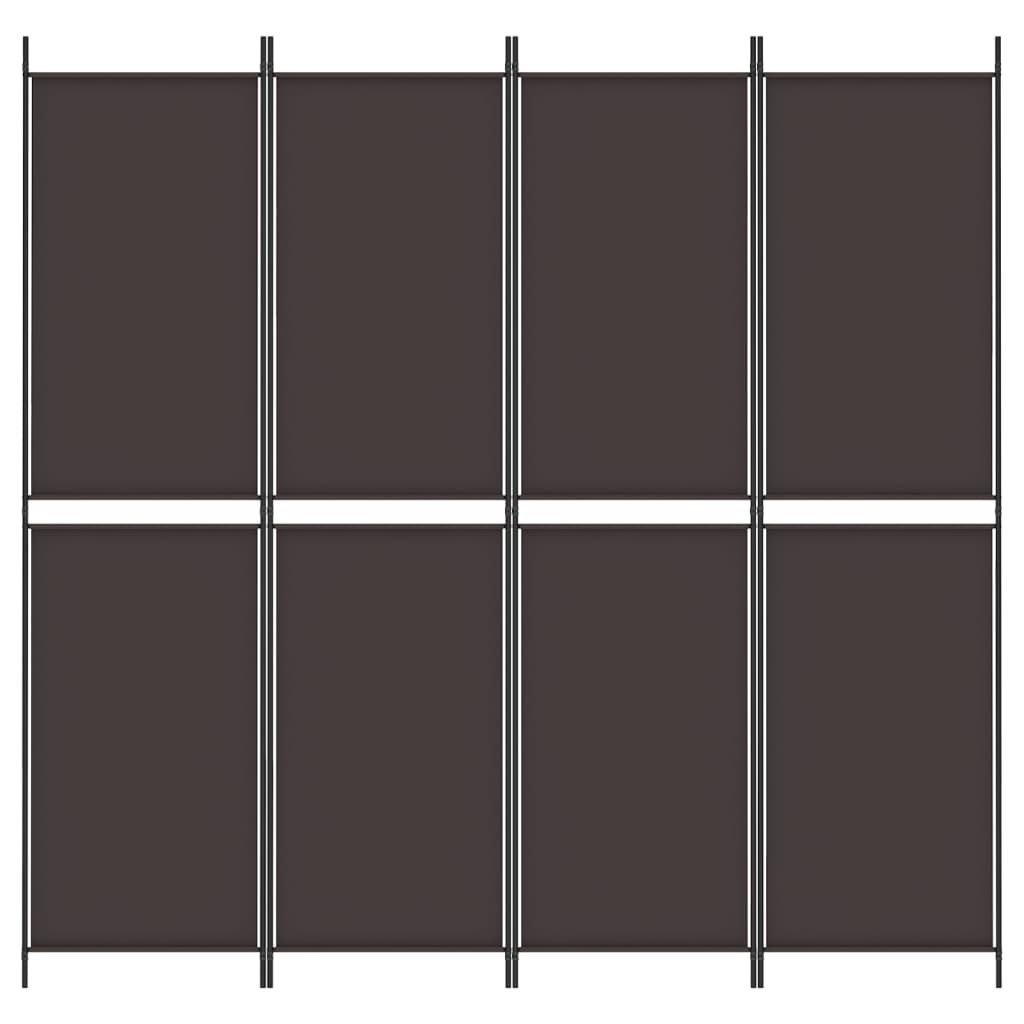 Divisorio a 4 Pannelli Marrone 200x200 cm in Tessuto