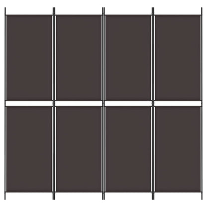 Divisorio a 4 Pannelli Marrone 200x200 cm in Tessuto