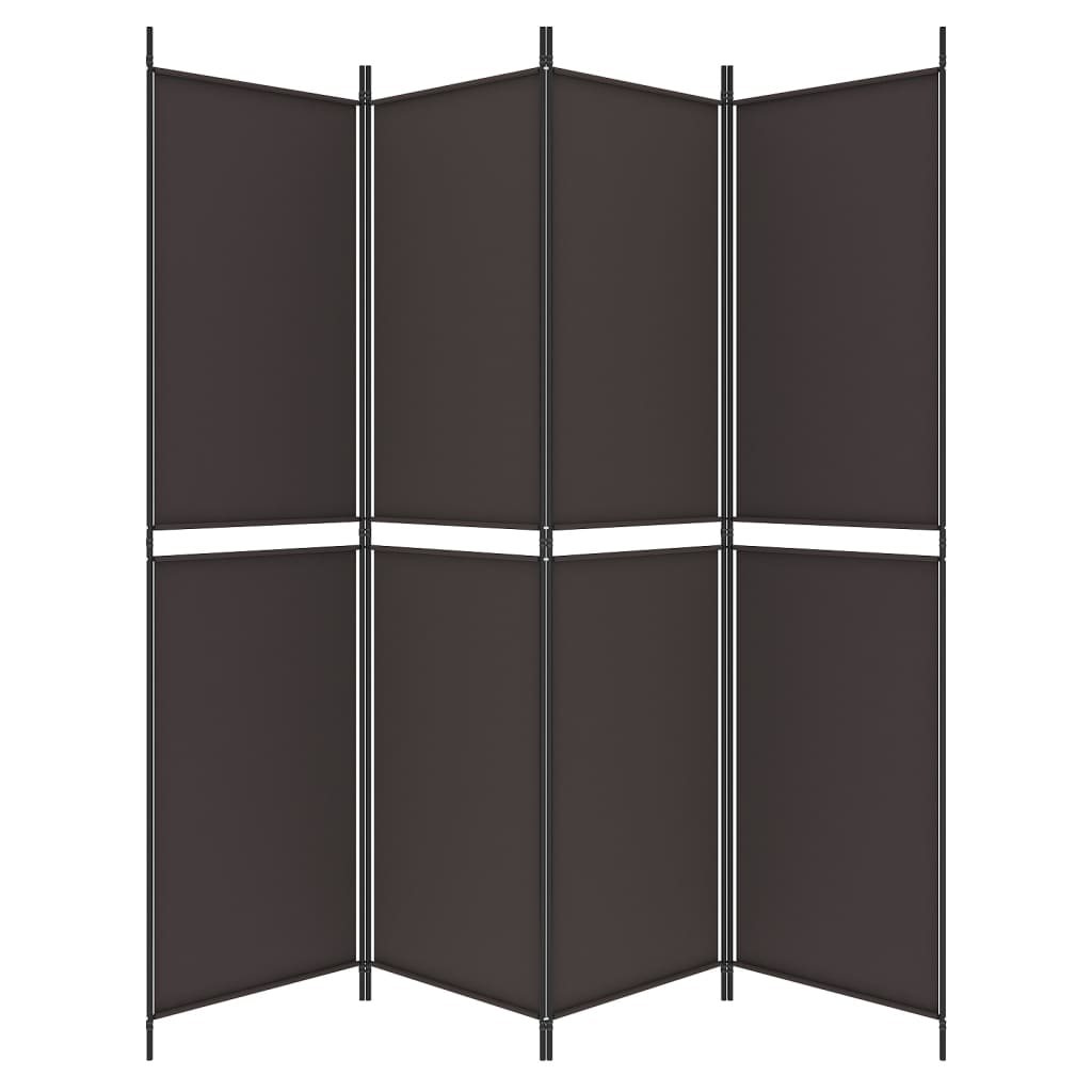 Divisorio a 4 Pannelli Marrone 200x200 cm in Tessuto
