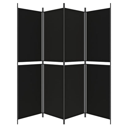 Divisorio a 4 Pannelli Nero 200x200 cm in Tessuto