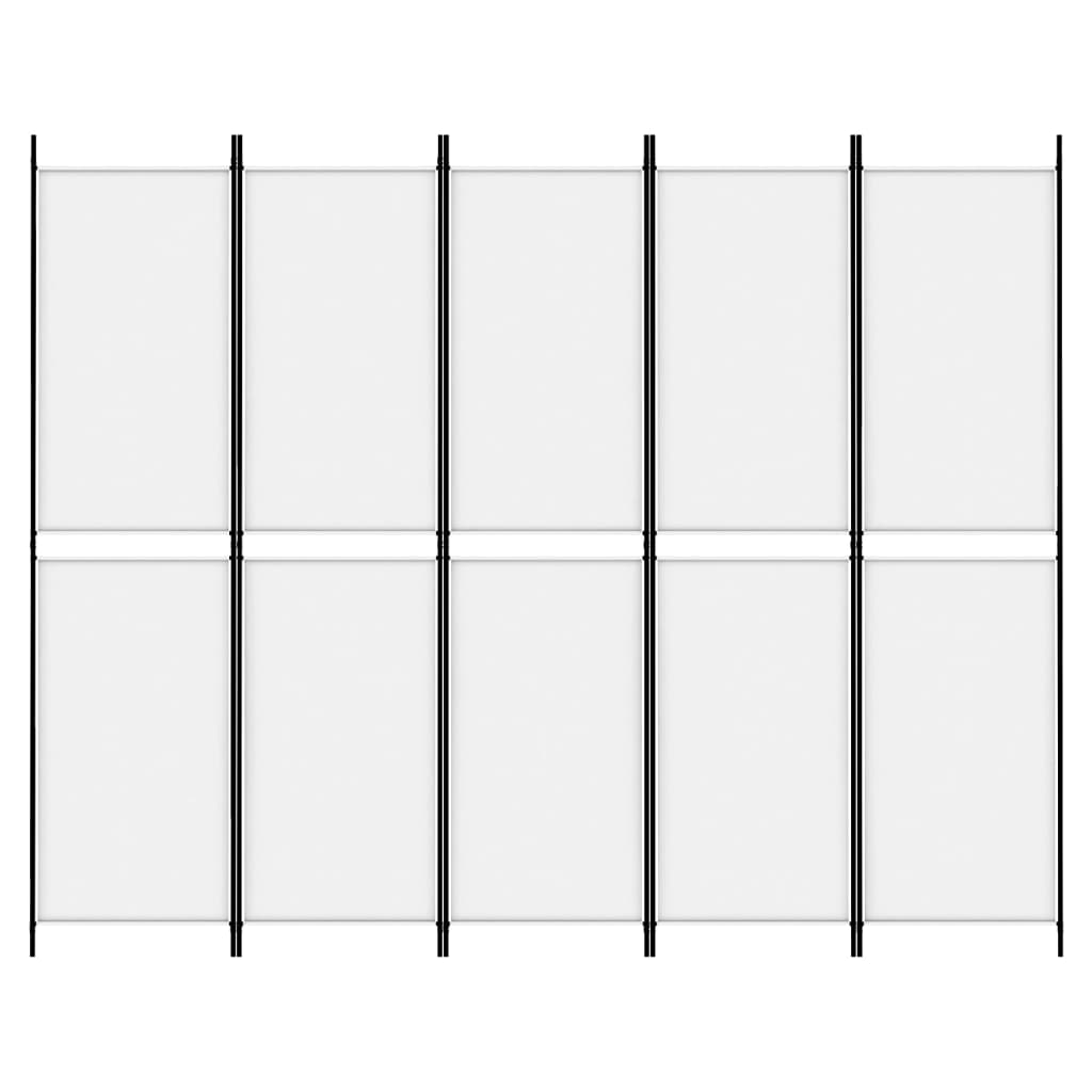 Divisorio a 5 Pannelli Bianco 250x200 cm Tessuto