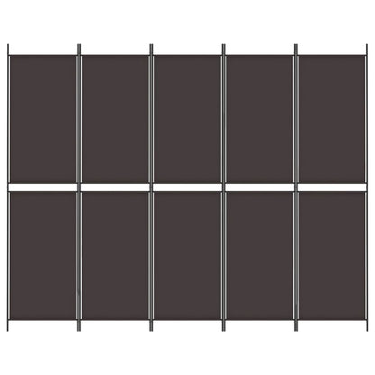 Divisorio a 5 Pannelli Marrone 250x200 cm in Tessuto