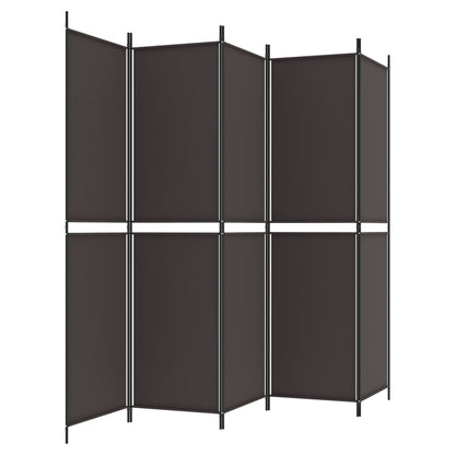 Divisorio a 5 Pannelli Marrone 250x200 cm in Tessuto