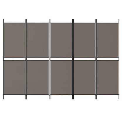 Divisorio a 5 Pannelli Antracite 250x200 cm Tessuto