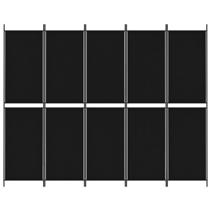 Divisorio 5 Pannelli Nero 250x200 cm Tessuto