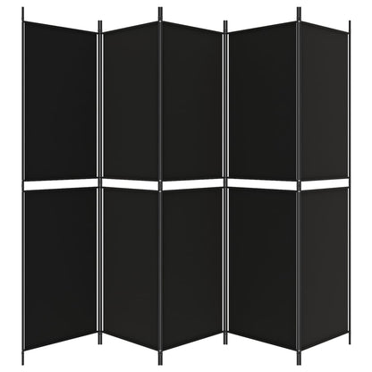 Divisorio 5 Pannelli Nero 250x200 cm Tessuto