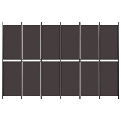 Divisorio a 6 Pannelli Marrone 300x200 cm in Tessuto