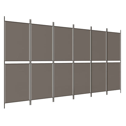 Divisorio a 6 Pannelli Antracite 300x200 cm Tessuto
