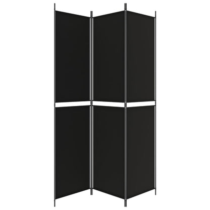 Divisorio a 3 Pannelli Nero 150x220 cm in Tessuto