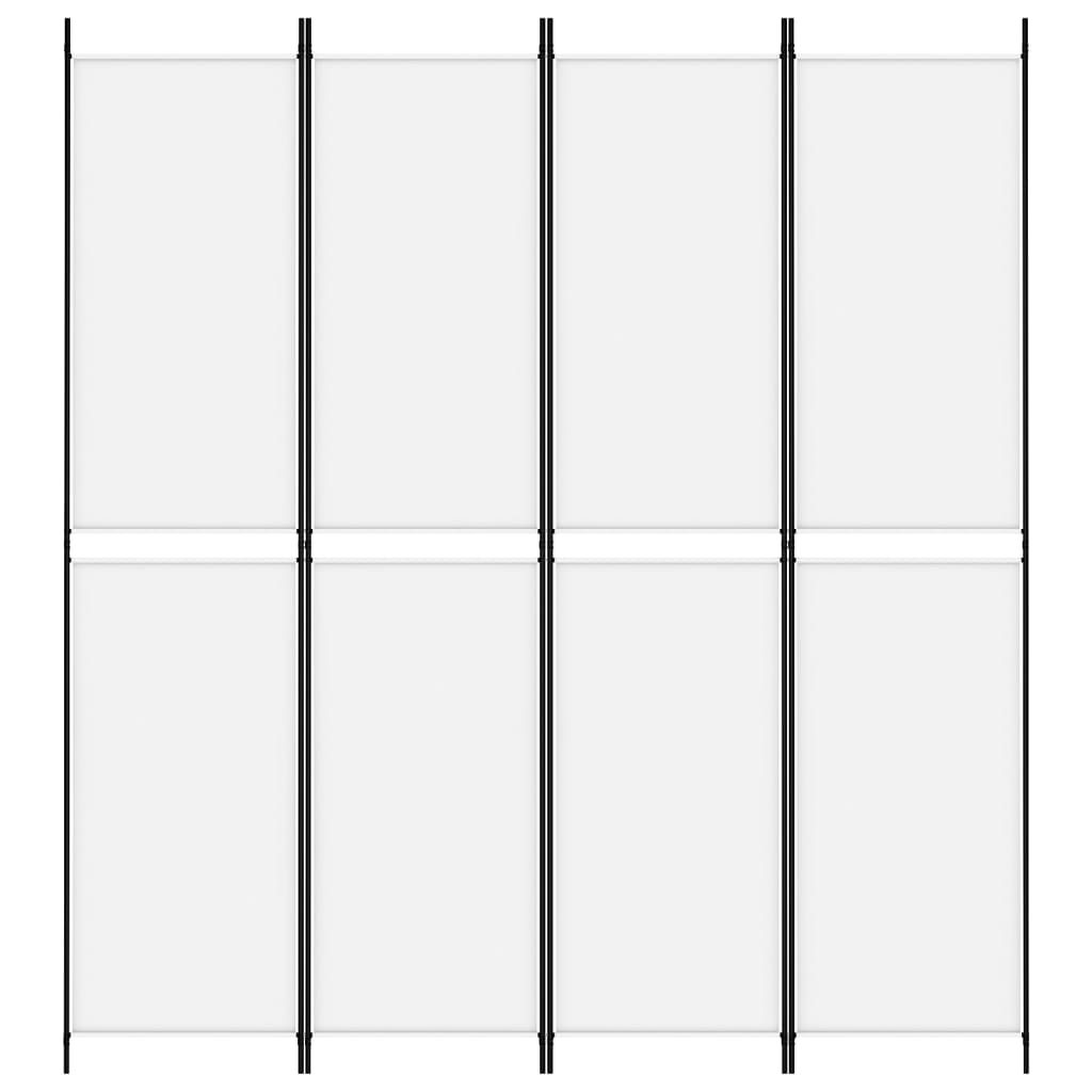 Divisorio a 4 Pannelli Bianco 200x220 cm Tessuto