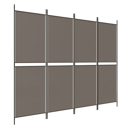 Divisorio a 4 Pannelli Antracite 200x220 cm Tessuto