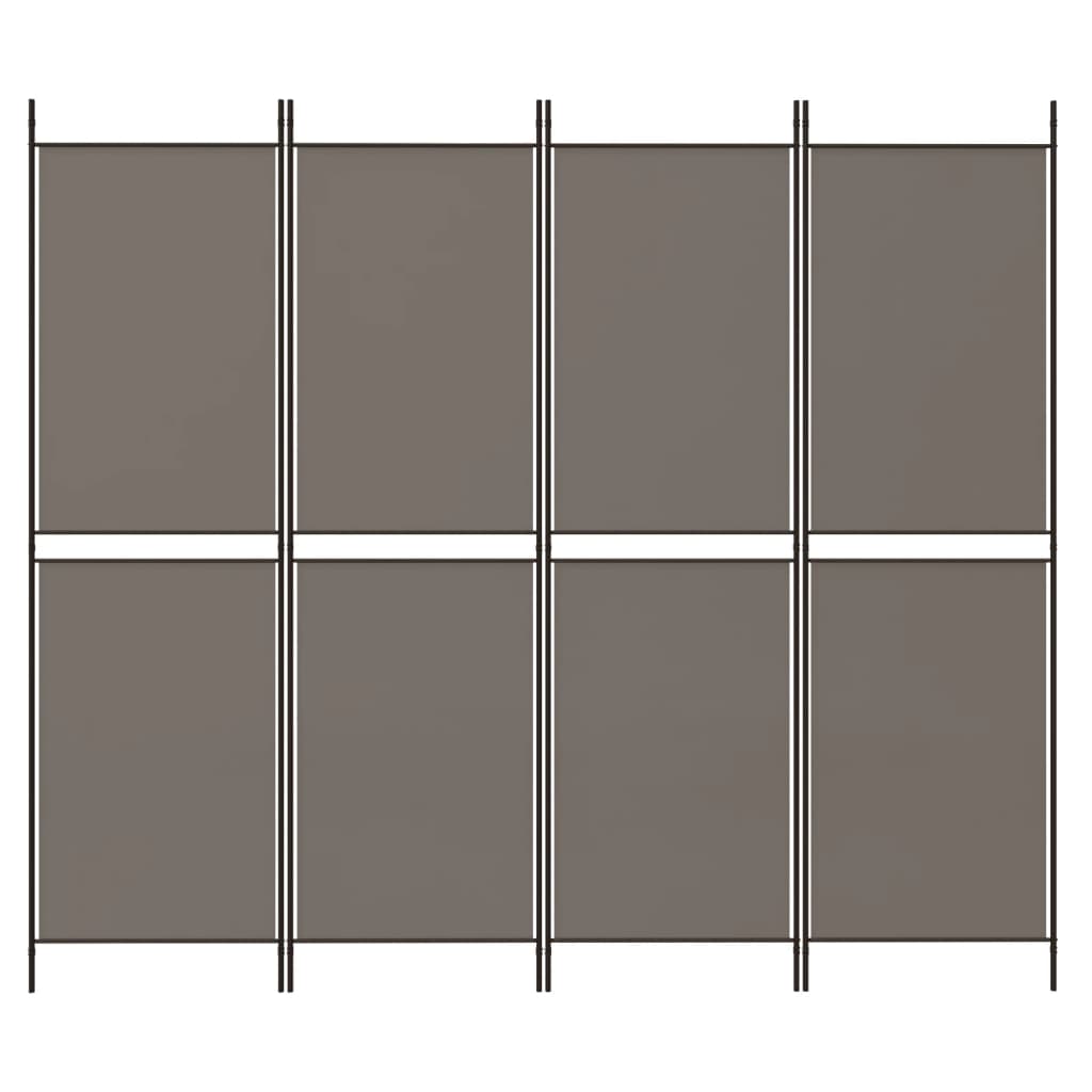 Divisorio a 4 Pannelli Antracite 200x220 cm Tessuto