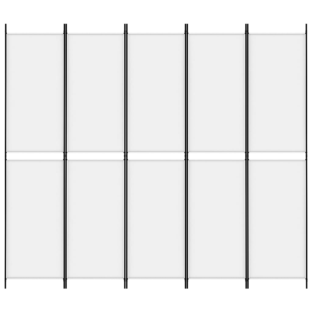 Divisorio a 5 Pannelli Bianco 250x220 cm Tessuto