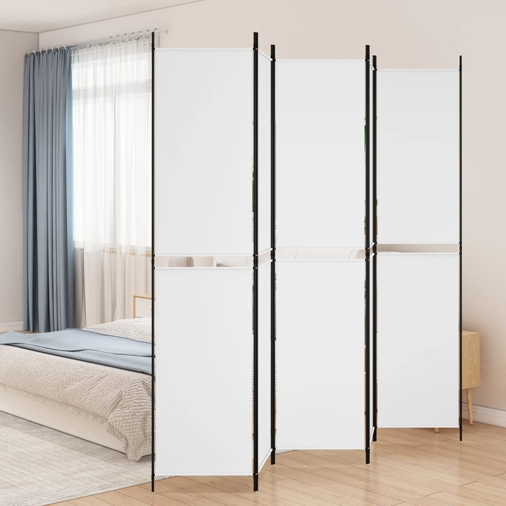 Divisorio a 5 Pannelli Bianco 250x220 cm Tessuto