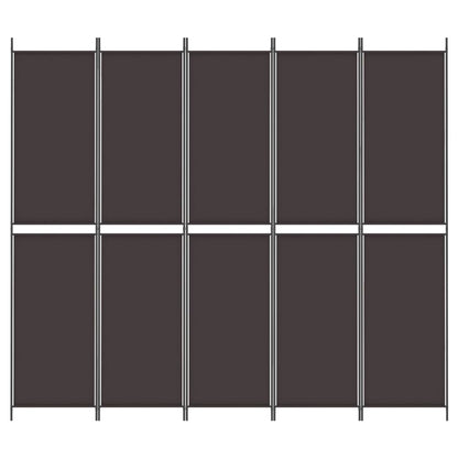 Divisorio a 5 Pannelli Marrone 250x220 cm in Tessuto