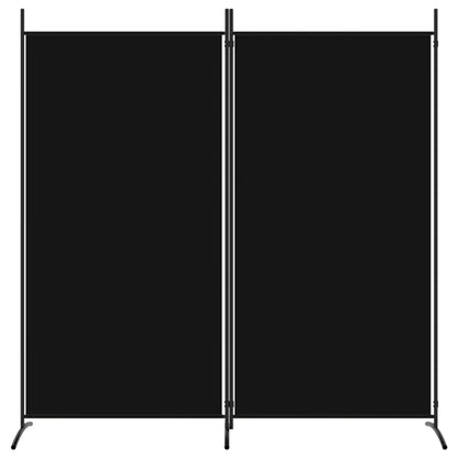 Divisorio a 2 Pannelli Nero 175x180 cm in Tessuto