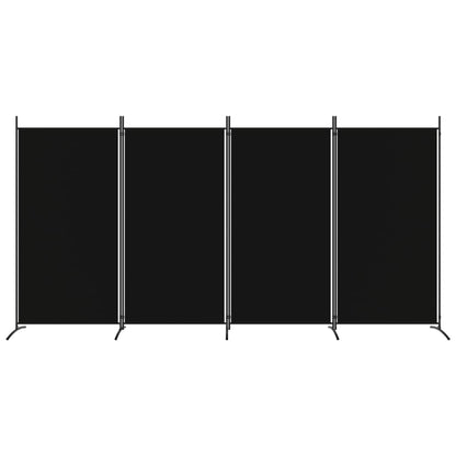 Divisorio a 4 Pannelli Nero 346x180 cm in Tessuto
