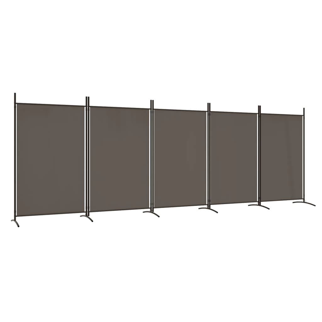 Divisorio a 5 Pannelli Antracite 433x180 cm Tessuto