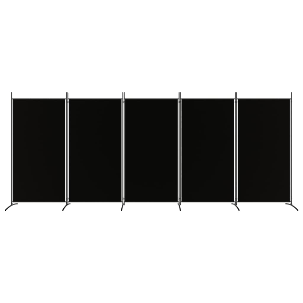 Divisorio a 5 Pannelli Nero 433x180 cm in Tessuto