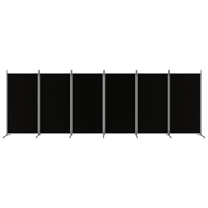 Divisorio a 6 Pannelli Nero 520x180 cm in Tessuto