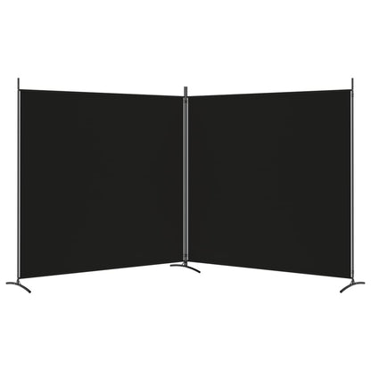 Divisorio a 2 Pannelli Nero 348x180 cm in Tessuto