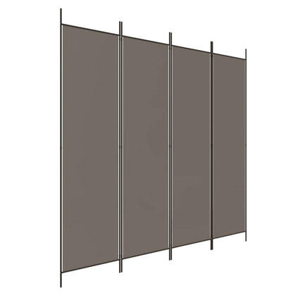Divisorio a 4 Pannelli Antracite 698x180 cm Tessuto