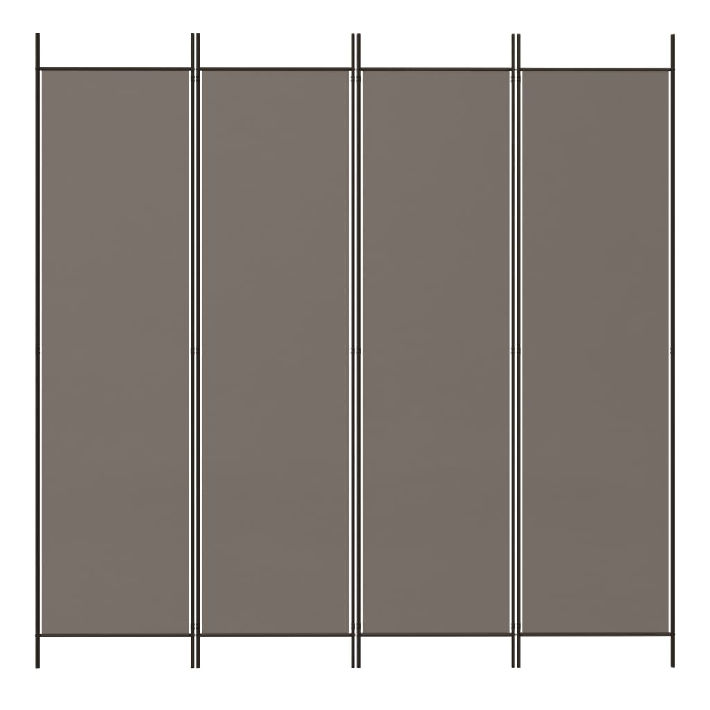Divisorio a 4 Pannelli Antracite 698x180 cm Tessuto