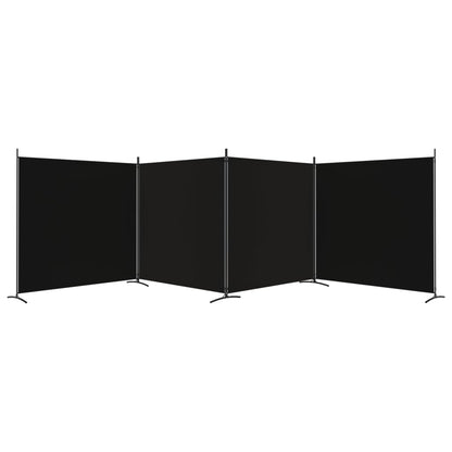 Divisorio a 4 Pannelli Nero 698x180 cm in Tessuto