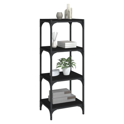 Mobile Porta Libri Nero 40x33x100cm Legno Multistrato e Acciaio