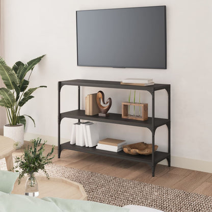 Mobile Porta Libri Nero 100x33x70,5cm Legno Multistrato Acciaio
