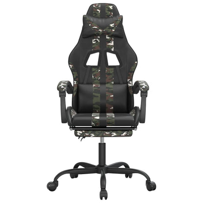 Sedia da Gaming Girevole Poggiapiedi Nero e Mimetico Similpelle