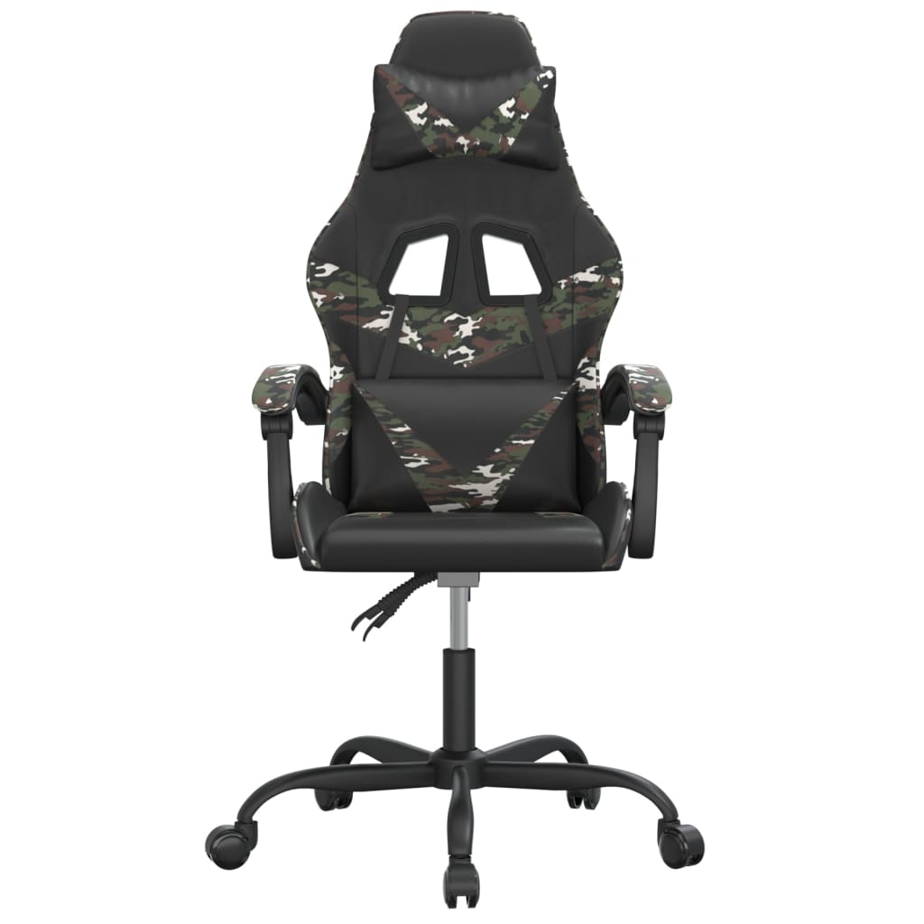 Sedia da Gaming Girevole Nero e Mimetico in Similpelle