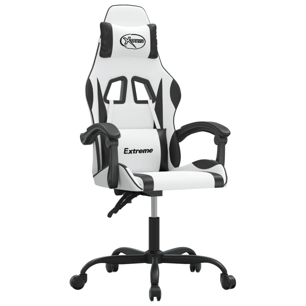 Sedia da Gaming Girevole Bianco e Nero in Similpelle