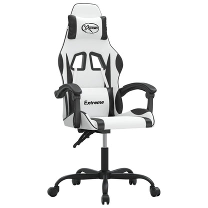 Sedia da Gaming Girevole Bianco e Nero in Similpelle