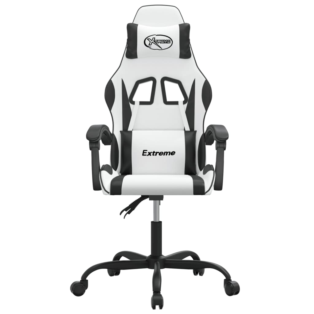 Sedia da Gaming Girevole Bianco e Nero in Similpelle