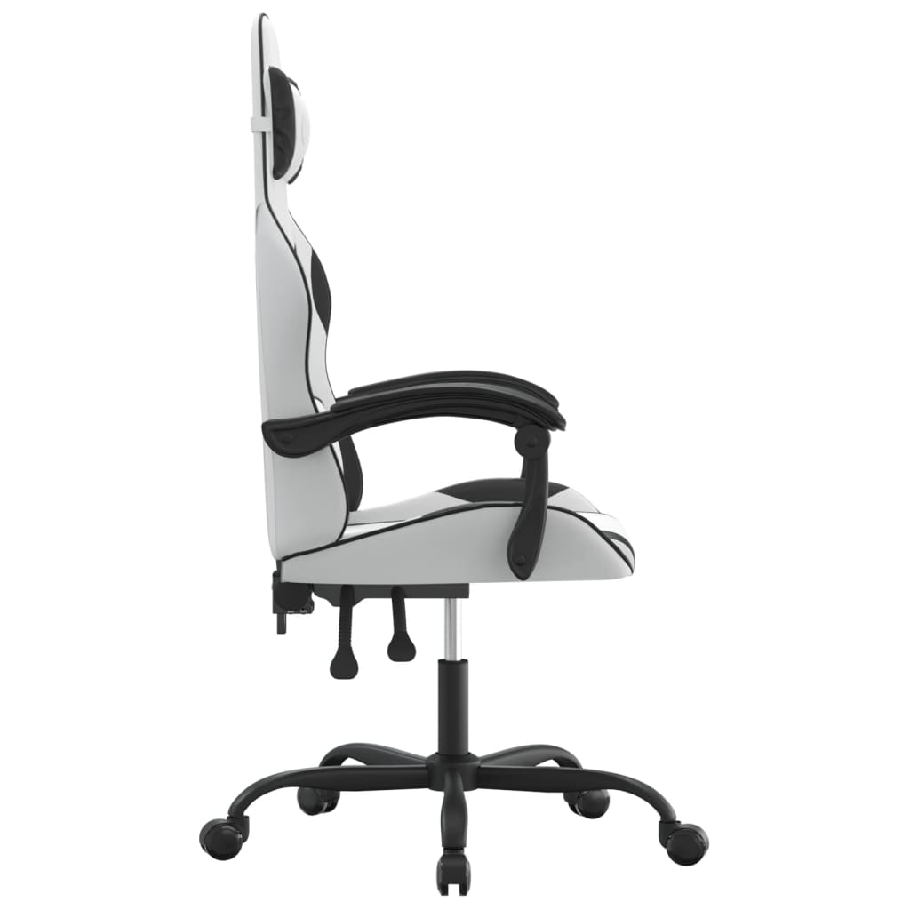 Sedia da Gaming Girevole Bianco e Nero in Similpelle