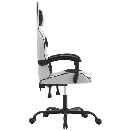 Sedia da Gaming Girevole Bianco e Nero in Similpelle