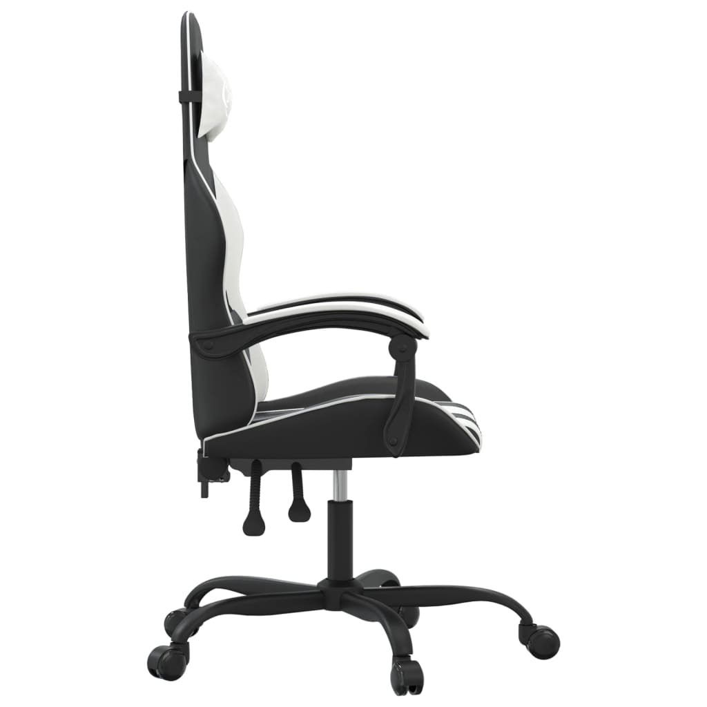 Sedia da Gaming Girevole Nero e Bianco in Similpelle