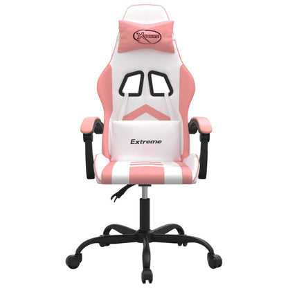 Sedia da Gaming Girevole Bianco e Rosa in Similpelle