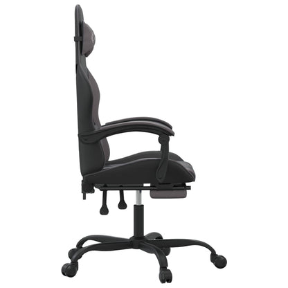 Sedia da Gaming Girevole Poggiapiedi Nero e Grigio Similpelle