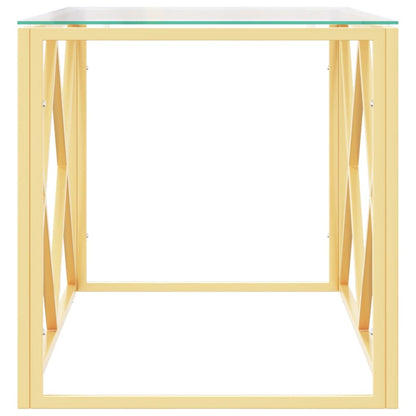 Tavolino da Salotto 110x45x45 cm in Acciaio Inox e Vetro
