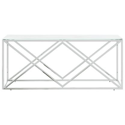Tavolino da Salotto 110x45x45 cm in Acciaio Inox e Vetro