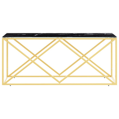 Tavolino da Salotto 110x45x45 cm in Acciaio Inox e Vetro
