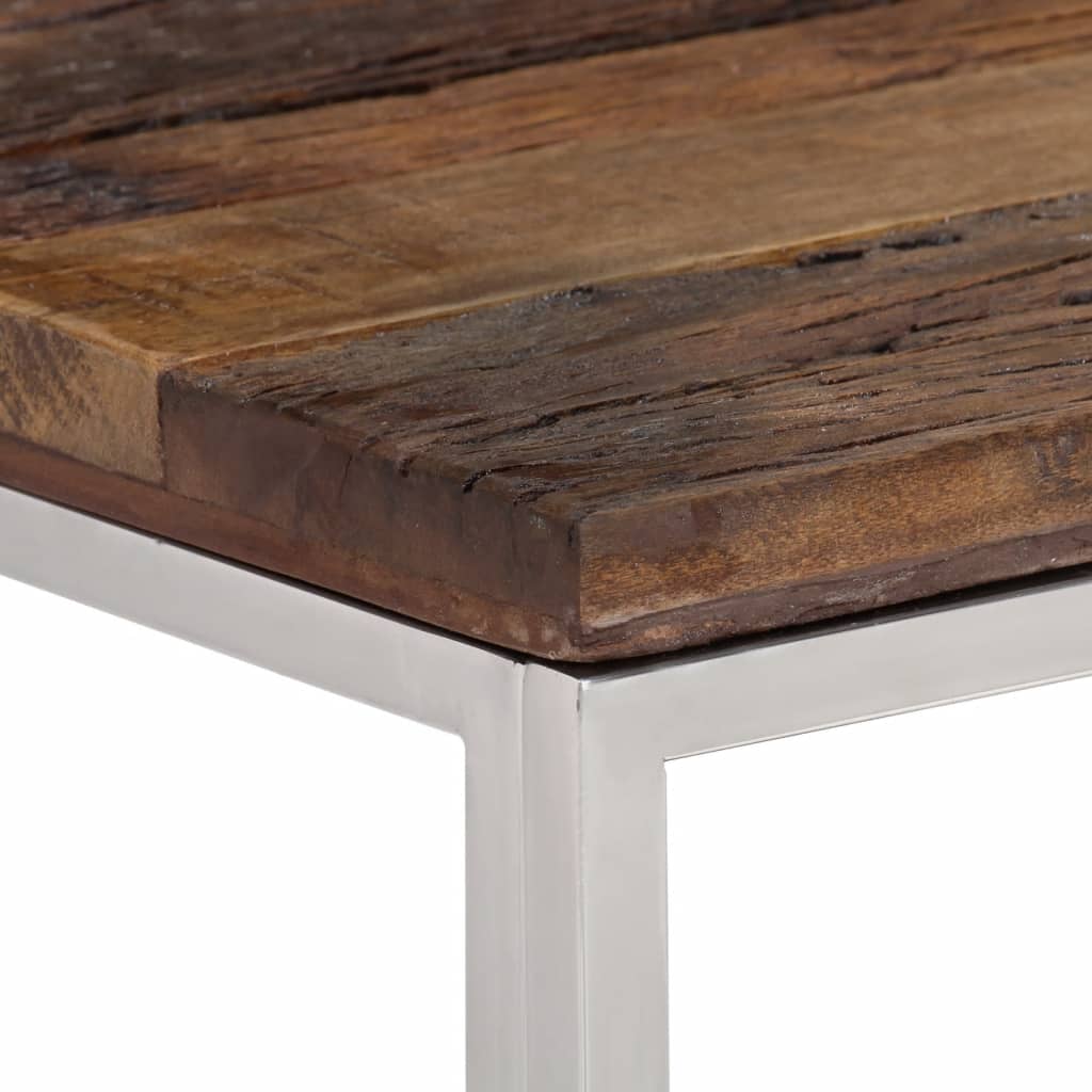 Tavolo Consolle Argento Acciaio Inox e Traverse Legno Massello