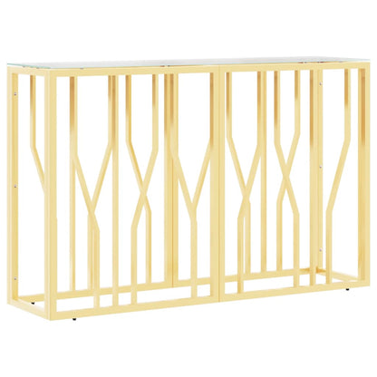 Tavolino Consolle 110x30x70 cm in Acciaio Inox e Vetro