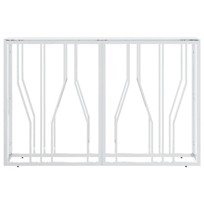 Tavolino Consolle Argento 110x30x70 cm in Acciaio Inox e Vetro