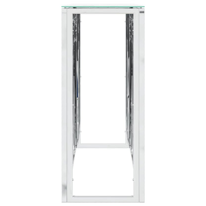 Tavolino Consolle Argento 110x30x70 cm in Acciaio Inox e Vetro